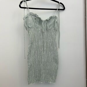 Green and White Gingham Princess Polly Mini Dress